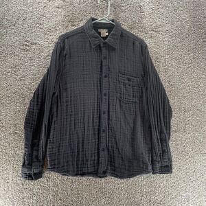 Carbon 2 Cobalt Shirt Adult Medium Grey Long Sleeve Button Up Casual Cotton Logo